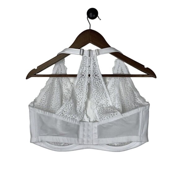 Curvy Couture Bra Sz 38D White Halter Underwire Support Racerback - Picture 4 of 5